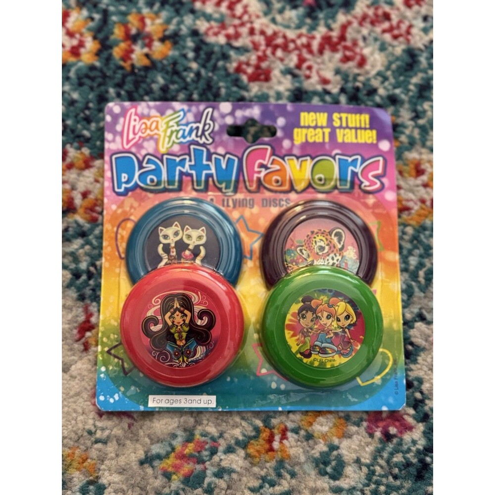 Vintage 90s Lisa Frank 4 Flying Discs Party Favors NEW